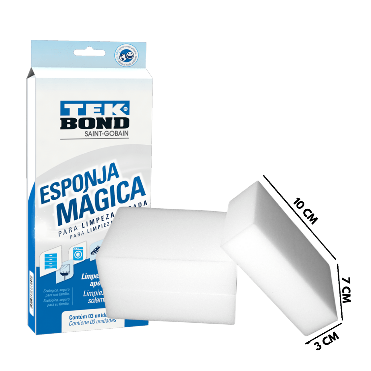 Esponja magica para limpieza pesada multiusos Tekbond (3 por paquete), Materiales De Construcción