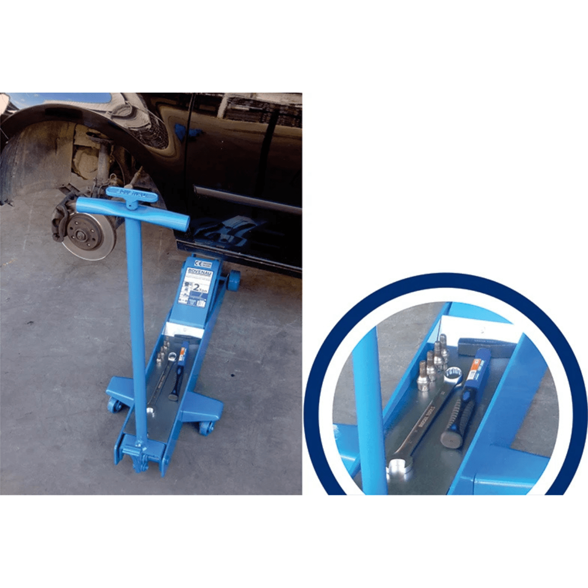 Macaco Hidráulico Tipo Jacaré 2 Ton Roda de Ferro J2200 Bovenau