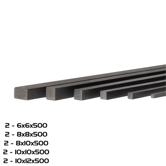10 Chaveta 500mm 2= 6X6 2= 8X8 2= 8X10 2= 10X10 2=10X12
