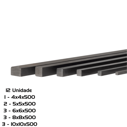 12 Chavetas 500mm 1= 4X4 2=5X5 3=6X6 3=8X8 3=10X10