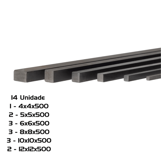 14 Chaveta 500mm 4X4 2=5X5 3=6X6 3=8X8 3=10X10 2=12X12