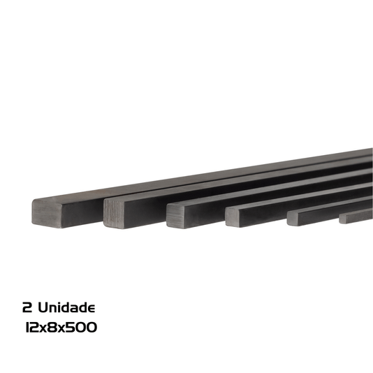 2 Chaveta Quadrada Barra 12x8x500mm Aço 1045