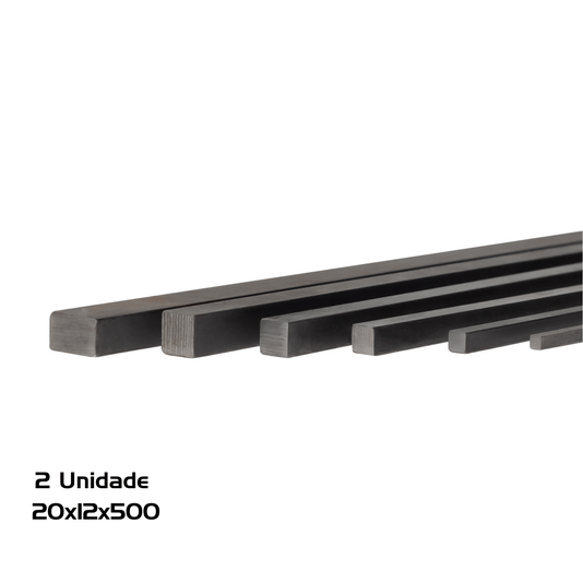 2 Chaveta Quadrada Barra 20x12x500 mm Aço 1045