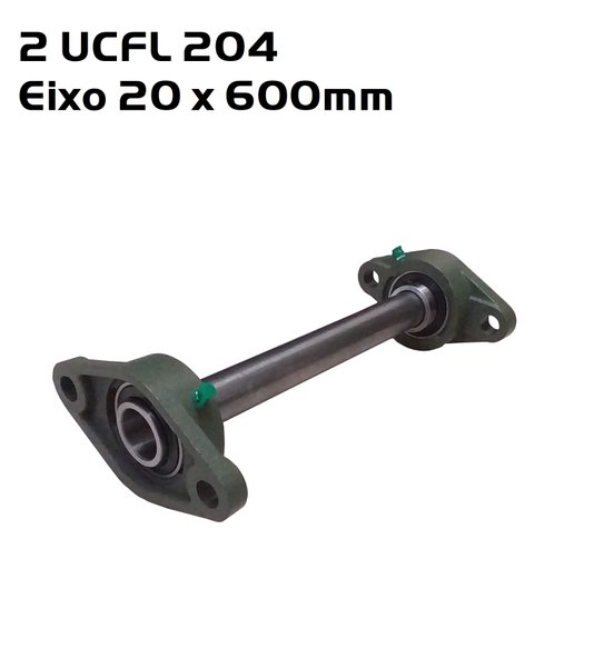 2 Mancal Flange + Rolamento UCFL204 + 1 Eixo 20 x 600mm