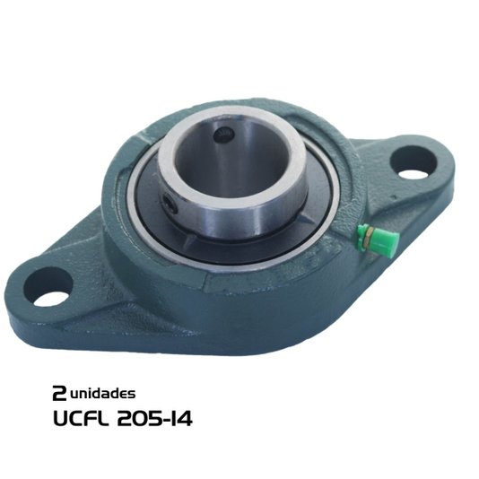 2 Mancal Oval Flange + Rolamento Ucfl205-14 p/ Eixo 7/8