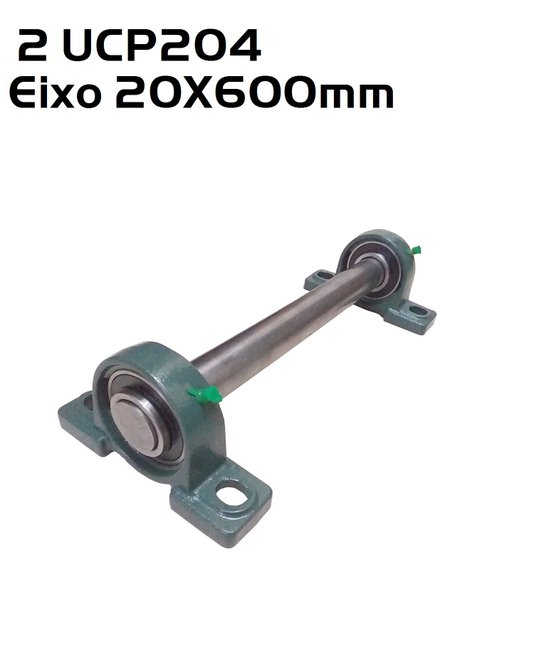 2 Mancal Pedestal + Rolamento Ucp204 + 1 Eixo 20 X 600mm
