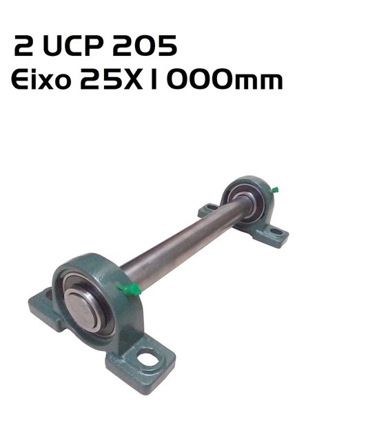 2 Mancal Pedestal + Rolamento Ucp205 + 1 Eixo 25 x 1000mm