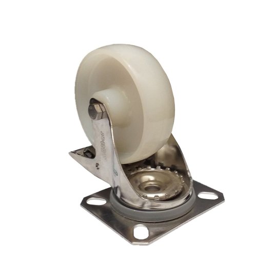 2 Rodízio Fixo Inox 3 Pol + 2 4 Pol + 2 c/ Freio Trava 4 Pol