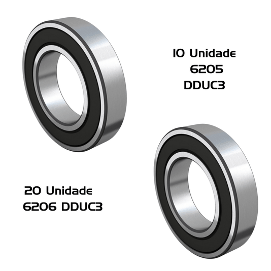 30 Rolamento DDUC3 Radial Esferas 10 = 6205 / 20 = 6206 Dmr