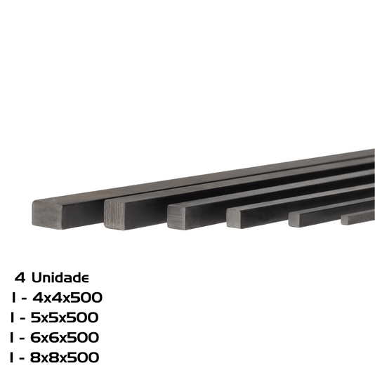 4 Chaveta 500mm 1 = 4 X 4 1 = 5 X 5 1 = 6 X 6 1 = 8 X 8