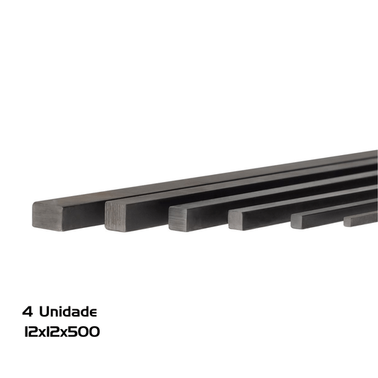 4 Chaveta Quadrada Barra 12 x 12 x 500 mm Aço 1045