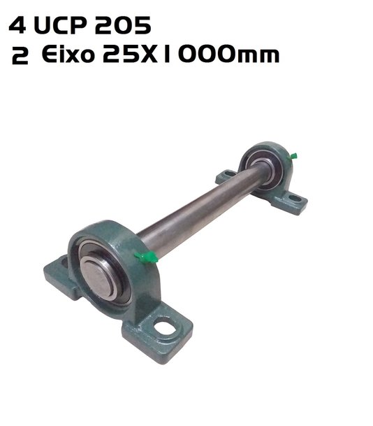 4 Mancal Pedestal + Rolamento Ucp205 + 2 Eixos 25 X 1000