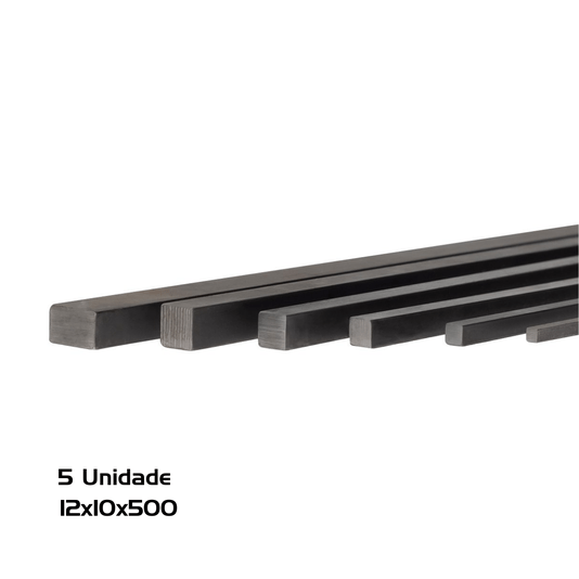 5 Chaveta Quadrada Barra 12x10x500mm Aço1045