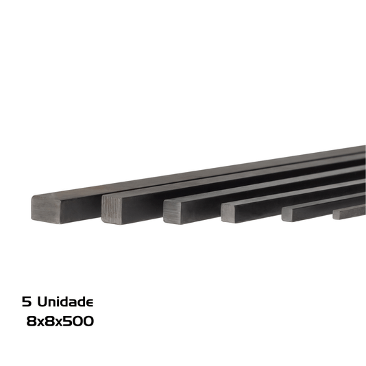 5 Chaveta Quadrada Barra 8x8x500mm Aço 1045