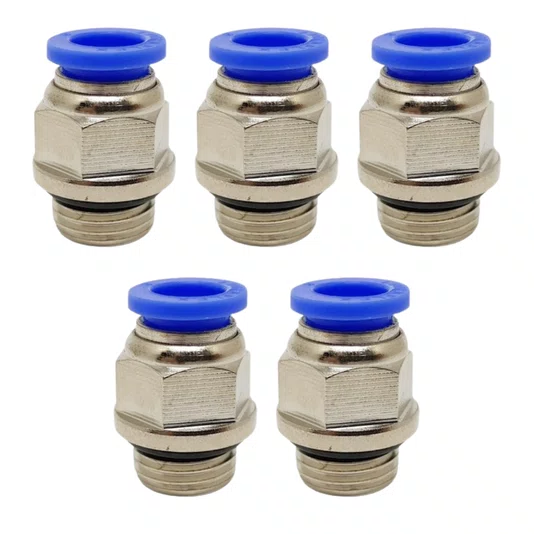 5 Conector Reto Rosca Macho Bsp 1/4 Tubo 6mm Conexão Rápida