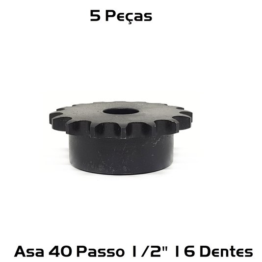 Engrenagem Simples Asa 40 Passo 1/2 16 Dentes 5 Und