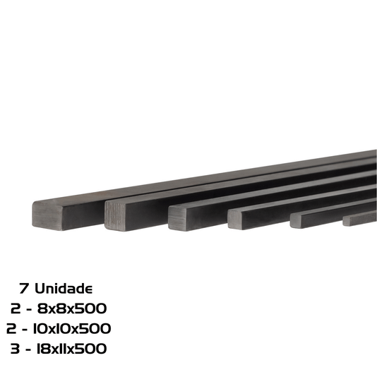 7 Chaveta 500mm 2= 8x8 / 2= 10X10 / 3= 18X11