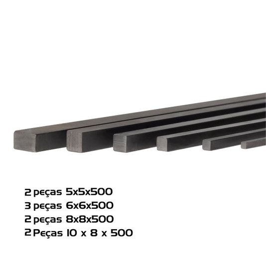 9 CHAVETAS 5x5x500mm / 6x6x500mm / 8x8x500mm / 10x8x500mm