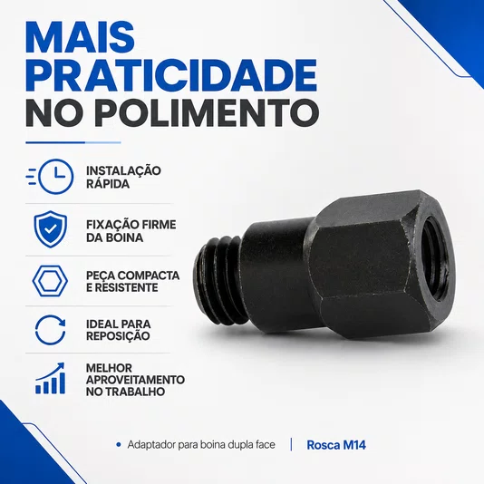 Adaptador de Boina Dupla Face P/ Politriz Polidora Rosca M14