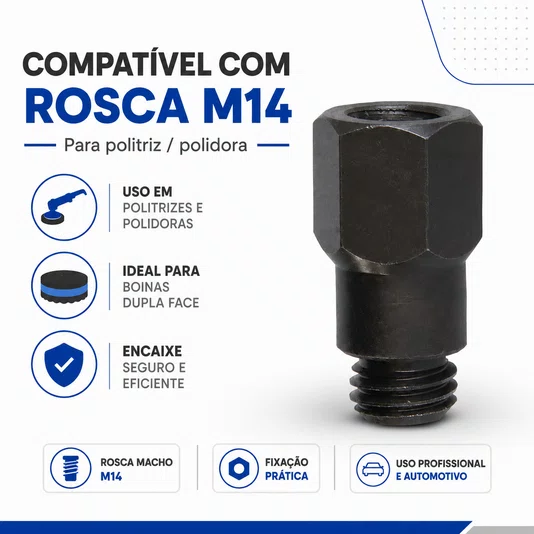 Adaptador de Boina Dupla Face P/ Politriz Polidora Rosca M14