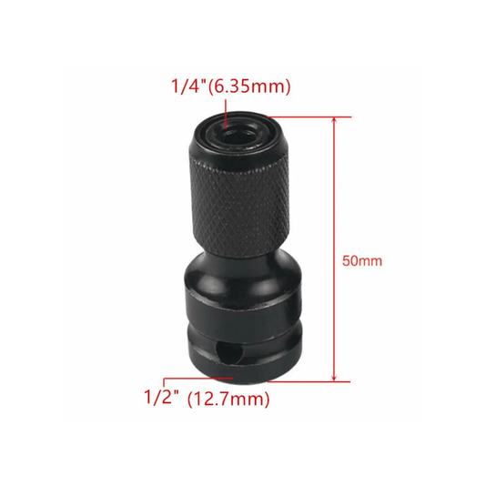 Adaptador para Parafusadeira de Impacto 1/2 Hexagonal 1/4