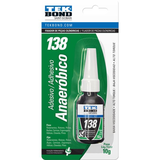 Adesivo Anaeróbico Fixa Trava Rolamentos 10g Verde 138 Tekbond