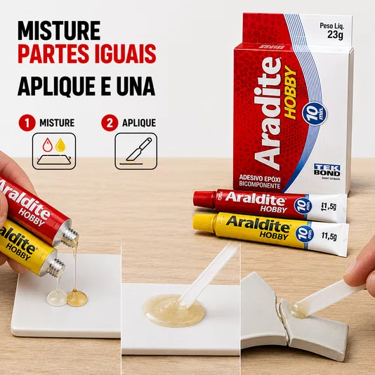 Adesivo Cola Epoxi Araldite Hobby 23g Plástico Metal