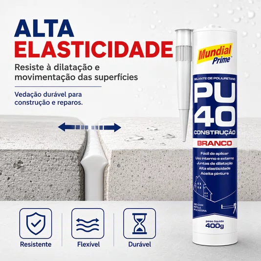Adesivo Selante Pu40 Branco 400g Pu 40 Mundial Prime