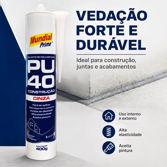Adesivo Selante Pu40 Cinza 400g Construção Vedação
