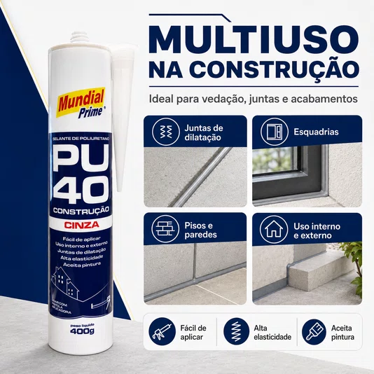 Adesivo Selante Pu40 Cinza 400g Construção Vedação