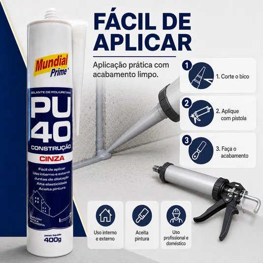 Adesivo Selante Pu40 Cinza 400g Construção Vedação