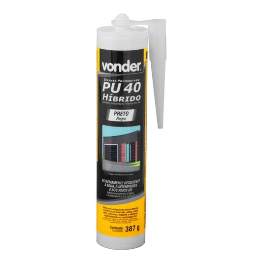 Adesivo Selante Silicone Pu40 Preto 387g Pu 40 Vonder