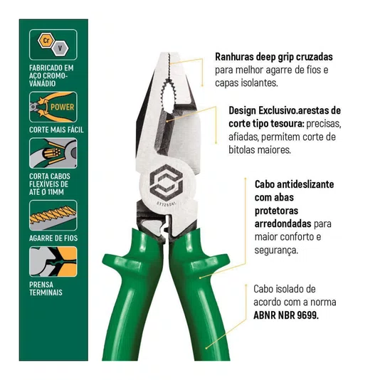 Alicate Corte Tesoura Isolado 8 Polegadas St72504l Sata
