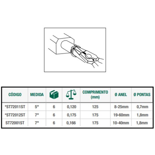 Alicate Extrator de Anel Externo Reto 7 19-60 Sata