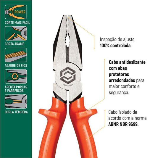 Alicate Universal Isolado 8 Polegadas St700022l Sata