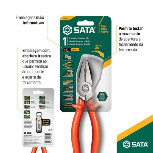 Alicate Universal Isolado 8 Polegadas St700022l Sata