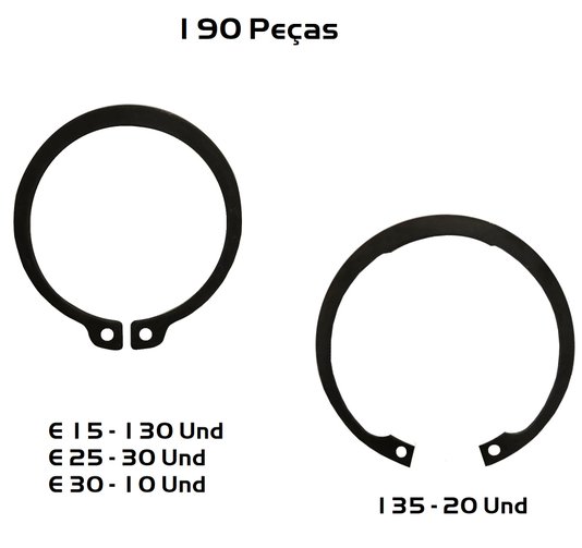 Anel Elastico Externo E 15-E 25-E 30 Interno I 35 - 190 Und
