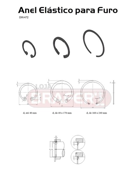 Anel Elastico Para Furo 58mm Interno de Retenção I 58 15 Und