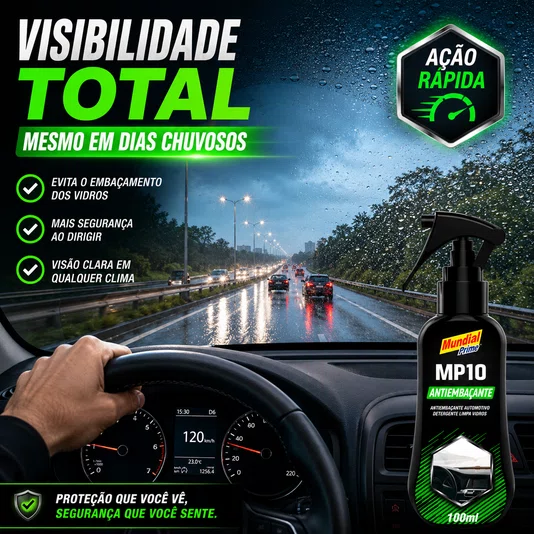 Antiembacante Spray Mp10 100ml Vidro Espelho Embaçado Carro