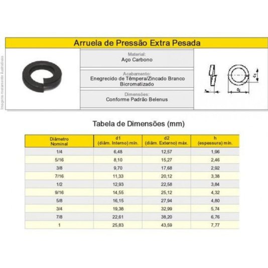 Arruela de Pressão 5/8 Zincada 50 Und