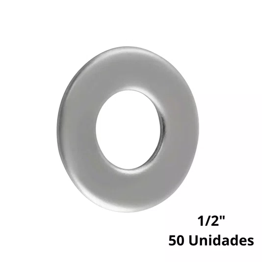Arruela Inox 1/2 Pol Lisa - 50 Unidades