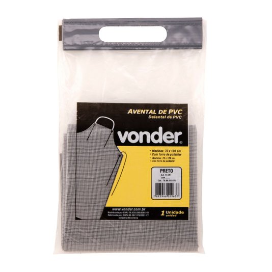 Avental de Pvc Preto 70 X 120mm - Vonder