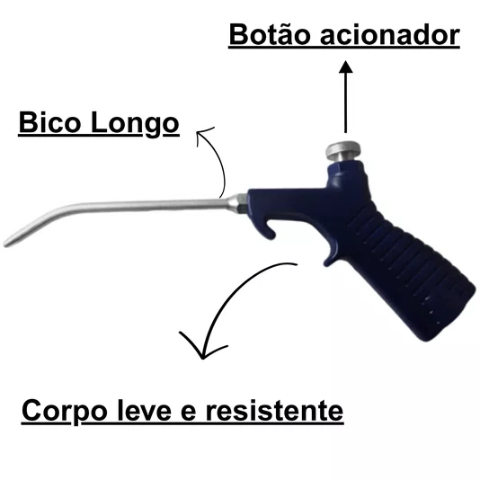 Bico de Limpeza Soprador de Ar Longo Botão L100