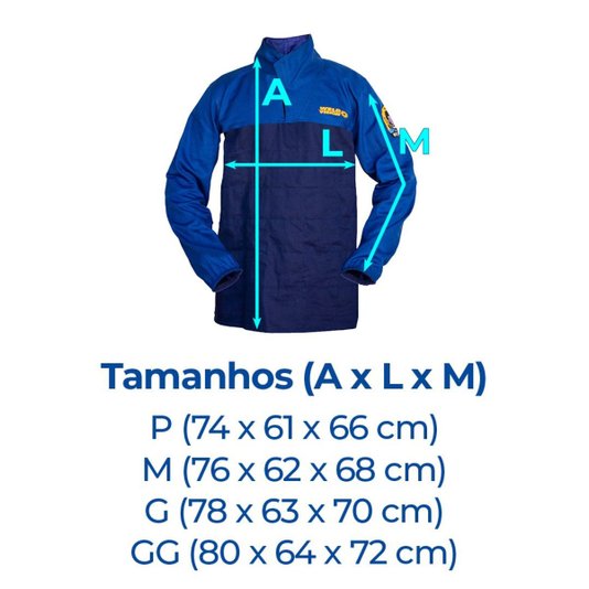 Blusa de Soldador Brim Azul Tamanho G Original Weld Vision
