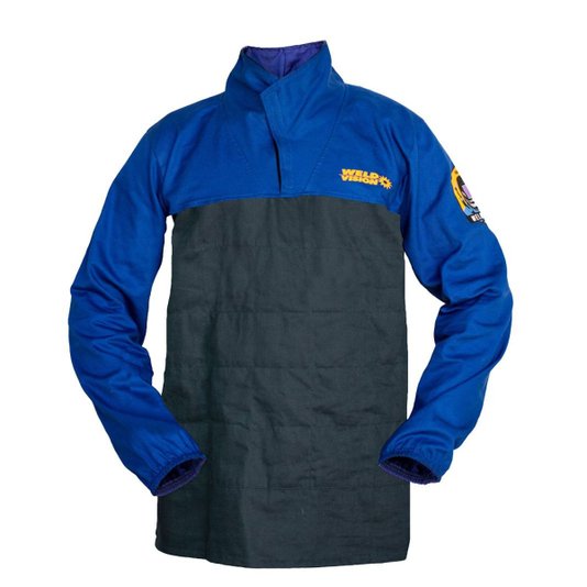 Blusa de Soldador Brim Azul Tamanho G Original Weld Vision
