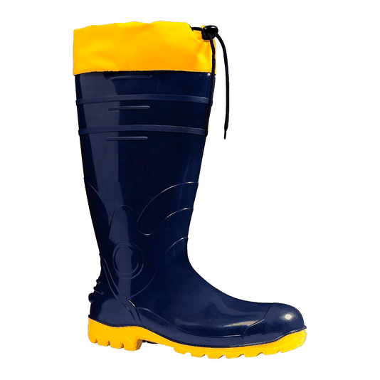 Bota Pvc Preta e Amarela com Forro N. 42 Cano Longo