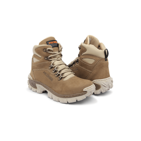 Botina de Couro Nobuck Coturno Militar N.43 Qap Bege Prowork