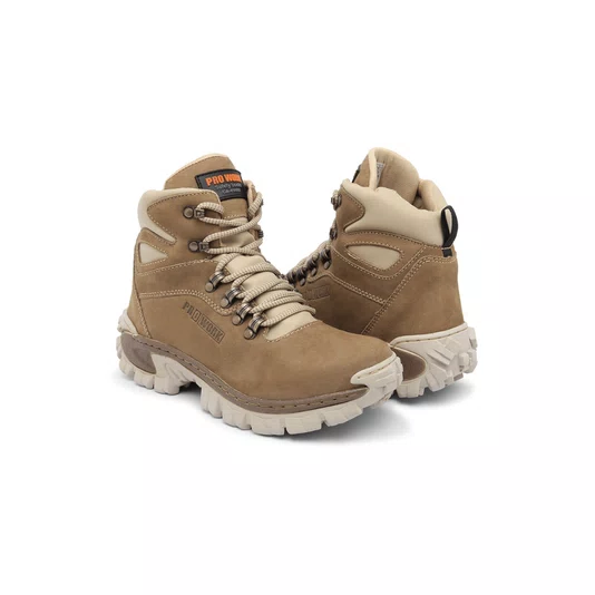 Botina de Couro Nobuck Coturno Militar N.45 Qap Bege Prowork