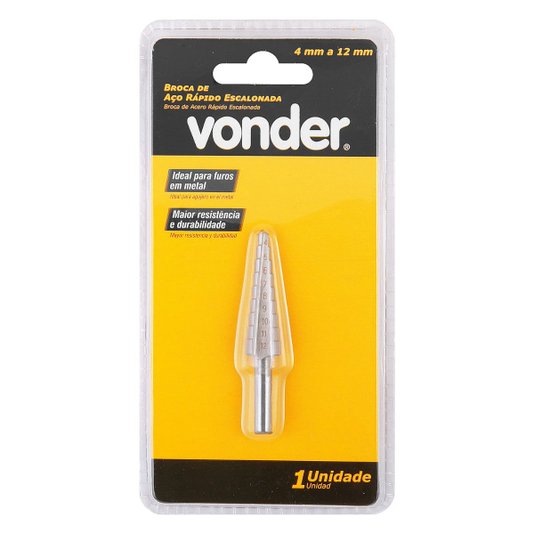 Broca Escalonada Aço Rápido 4 a 12mm Vonder