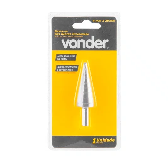 Broca Escalonada Aço Rápido 4mm a 20mm Vonder